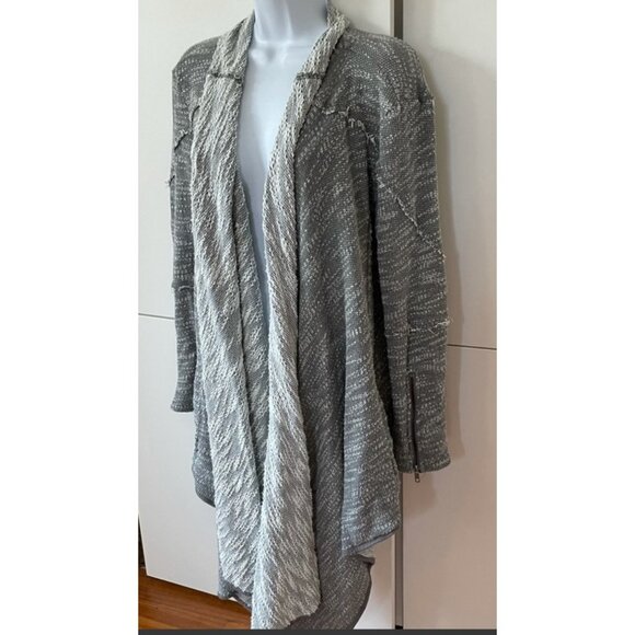 Free People In The Loop Boho Cardigan Sweater Gray Waterfall Size S - Picture 2 of 12